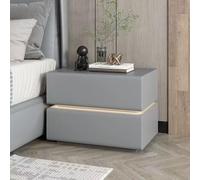Bedside Table Nightstand Bedside Cabinet with Dual Sensor Lights No Assembly Solid Wood Frame Ultra-Fiber Leather Floating Design 2 Drawers Storage for Bedroom Living Room D,40 * 40 * 48cm