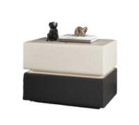 Bedside Table Nightstand Bedside Cabinet with Dual Sensor Lights No Assembly Solid Wood Frame Ultra-Fiber Leather Floating Design 2 Drawers Storage for Bedroom Living Room A,40 * 40 * 48cm