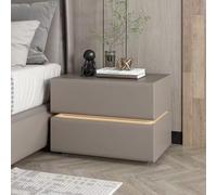 Bedside Table Nightstand Bedside Cabinet with Dual Sensor Lights No Assembly Solid Wood Frame Ultra-Fiber Leather Floating Design 2 Drawers Storage for Bedroom Living Room B,40 * 40 * 48cm