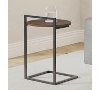Bedside Table Nightstand Dark Oak Veneer Black Metal Frame 45x43x52cm - New