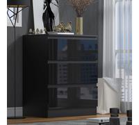 Bedside Table Nightstand With 3 Drawers Bedroom Storage Gloss Black
