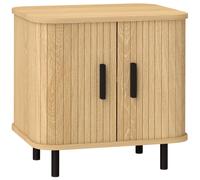 Bedside Table Oak Tone & Black 48x40x48cm MDF Particleboard Steel Nightstand Pro