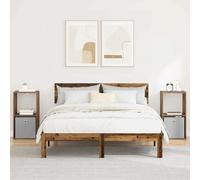 Bedside Table Old Wood 35x32x68.5cm Engineered Wood 1 Drawer 1 Shelf Modern 2pc
