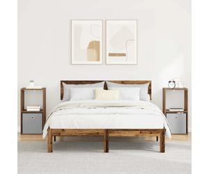 Bedside Table Old Wood 35x32x68.5cm Engineered Wood 1 Drawer 1 Shelf Modern 2pc