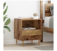 Bedside Table Rustic Old Wood 40x35x47.5cm Engineered Wood 2 Drawer Compact Slim