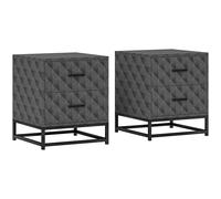 HOMCOM Bedside Table Set of 2, Nightstand with 2 Drawers, Steel Legs, Grey