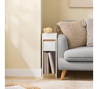 Bedside Table Side Table Narrow Nightstands With Removable Top And Drawer 20Cm Wide Side Table,sobuy Fbt163-Nw