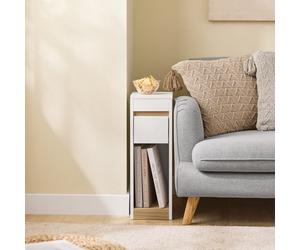 Bedside Table Side Table Narrow Nightstands With Removable Top And Drawer 20Cm Wide Side Table,sobuy Fbt163-Nw