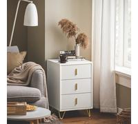 Bedside Table Side Table Nightstand With 3 Drawers,sobuy Fbt115-L-W