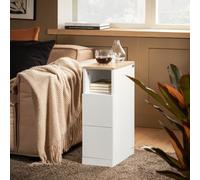Bedside Table Side Table Slim Narrow Side Table Nightstand With 2 Drawers And Shelf,sobuy Fbt149-Nw