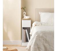 Bedside Table Side Table Slim Narrow Side Table Nightstand With Drawer And Shelf,white,sobuy Fbt111-W