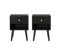 Bedside Table, Side Table with Storage Drawer and Open Shelf, Ebony Black / 2