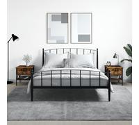 Bedside Table Smoked Oak 2pcs 40x42x45cm Engineered Wood Iron Industrial Rustic