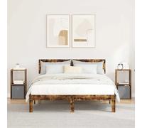 Bedside Table Smoked Oak 30.5x27x59.5cm Engineered Wood 1 Drawer Modern 2 Pack.