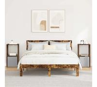 Bedside Table Smoked Oak 35x32x68.5cm Engineered Wood 1 Drawer 2 pcs Modern Slim