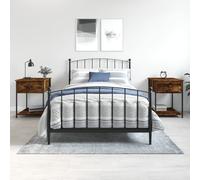 Bedside Table Smoked Oak 44x45x58 cm Engineered Wood Iron Frame Storage for Home