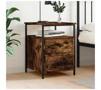 Bedside Table Smoked Oak 44x45x60 cm Engineered Wood 2 Drawers 1 Shelf Compact.