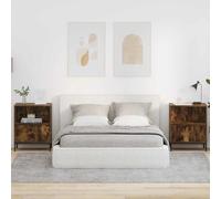 Bedside Table Smoked Oak 49x36x61cm Engineered Wood 2-Drawer 2-Shelf 2pcs Matte