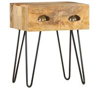 Bedside Table Solid Mango Wood Brown 40x30x50cm 2 Drawer Rustic Small Nightstand