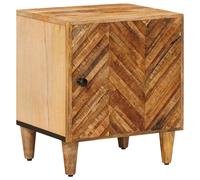 Bedside Table Solid Mango Wood Brown 40x33.5x46cm Door Brass Knob Modern Compact