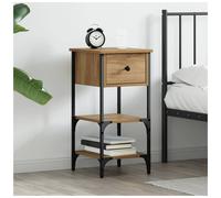 Bedside Table Solid Reclaim Wood Brown 33.5x36x70cm 1 Drawer 2 Shelves Handmade