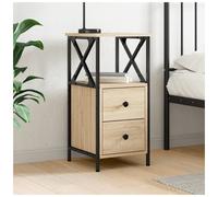 Bedside Table Sonoma Oak 34x35.5x70cm Engineered Wood 2 Drawers Shelf Rustic Oak