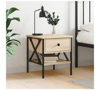 Bedside Table Sonoma Oak 40x42x45 cm Engineered Wood & Metal Drawer Shelf Slim