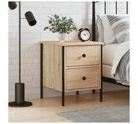 Bedside Table Sonoma Oak 40x42x50 cm Engineered Wood & Metal Modern Nightstand.