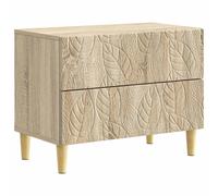 Bedside Table Sonoma Oak 62x34.5x48 cm Engineered Wood 2-Drawer Eucalyptus Legs