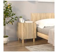 Bedside Table Sonoma Oak Engineered Wood 40x40x50cm Compact Sl rawer & Shelf