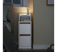 Bedside Table Touch Lamp & Type-C Charging White Side Table Nightstand With 2 Drawers,sobuy Fbt178-E-Wn