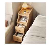 Bedside table, vintage bedside table, narrow bedside table, wooden bedside table, white bedside table, storage, lightweight, scratch-resistant, easy to assemble for bedroom, living room(Holzfarbe,Brei