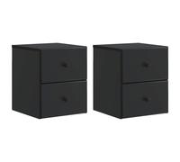 Bedside table wall-mounted black engineered wood 34.5x33x40cm 2-pack 4-drawer UK