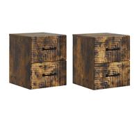 Bedside Table Wall-Mounted Smoked Oak 34.5x33x40 cm Engineered Wood 4-Drawer Set