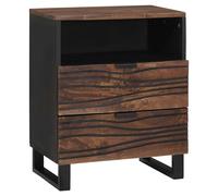 Bedside Table Walnut Solid Acacia Wood 50x33x62cm Rustic Drawer Shelf Small Home
