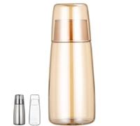 Bedside Table Water Carafe Set with cup Glass Night Cup, Mouthwash Bottle Carafe with Lid for Bedroom, Bathroom, Kitchen 25 oz/750 ml (Gold)