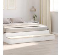 Bedside Table White 200 x 36.5 x 16.5 cm Engineered Wood 2 Drawer Nightstand UK