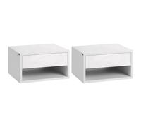 HOMCOM Floating Bedside Table Set of 2 with Drawer White