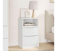 Bedside Table White 40x30x67cm Engineered Wood 2-Drawer Nightstand Compact Slim