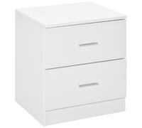 Bedside Table White 45x39.5x49cm Particle Board 2 Drawer Compact Nightstand