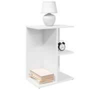 Bedside Table White 46.5x29x61cm Engineered Wood 3-Compartment Nightstand Modern