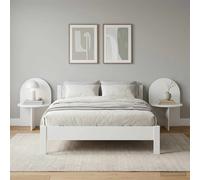Bedside Table White 48x49x65cm Engineered Wood Wall or Freestanding Nightstand.