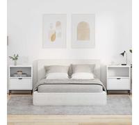 Bedside Table White 49 x 36 x 61 cm Engineered Wood 1 Drawer Shelf Matte