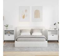 Bedside Table White 49x36x61cm Engineered Wood Finish 2 Drawers 2 Shelves (2pc)