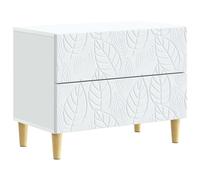 Bedside Table White 62x34.5x48cm Engineered Wood 2 Drawer Eucalyptus Legs Modern