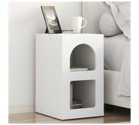 Bedside Table White Engineered Wood 29.5x33.5x50cm 4-Shelf Compact Modern Sturdy