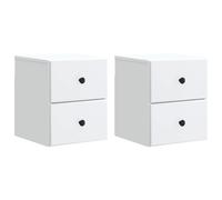 Bedside table white engineered wood 34.5x33x40cm wall-mounted 2pcs 4-draw small