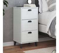 Bedside Table White Engineered Wood 40x35x80cm 3-Drawer Nightstand Slim