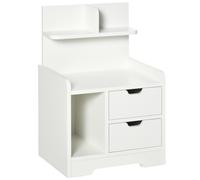 Bedside Table White Particle Board 40x30x60cm 2-Drawer Nightstand with Shelf Top