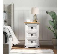 vidaXL Bedside Table White 35 x 32.5 x 58 cm Solid Pine Wood